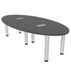 Skutchi Designs 6 Person Oval Table with Data And Electric Units, Silver Post Legs, 8-Foot Table, Asian Night H-OVL-4693-PT-AN-EL